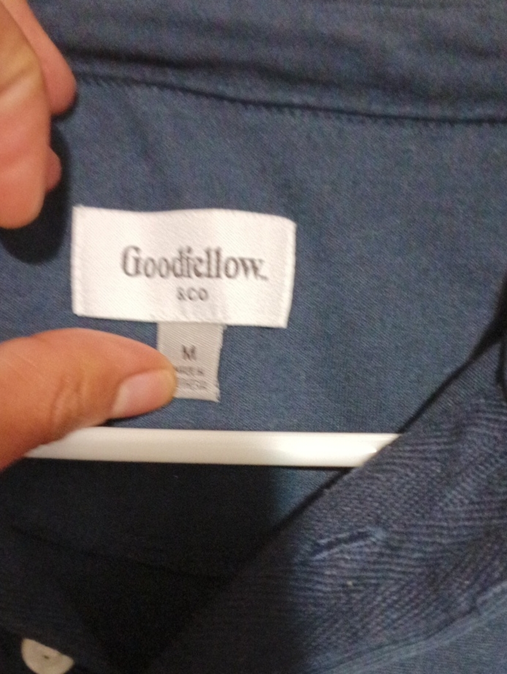 Goodfellow & Co Men’s Navy Blue Long-Sleeve Rugby Sweater with White Stripe - Picture 3 of 4